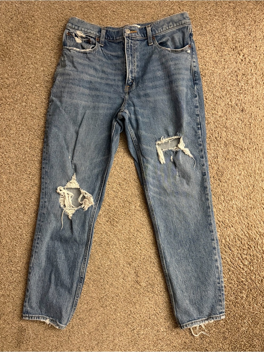 Abercrombie & Fitch Light Blue Distressed Boyfriend Jeans